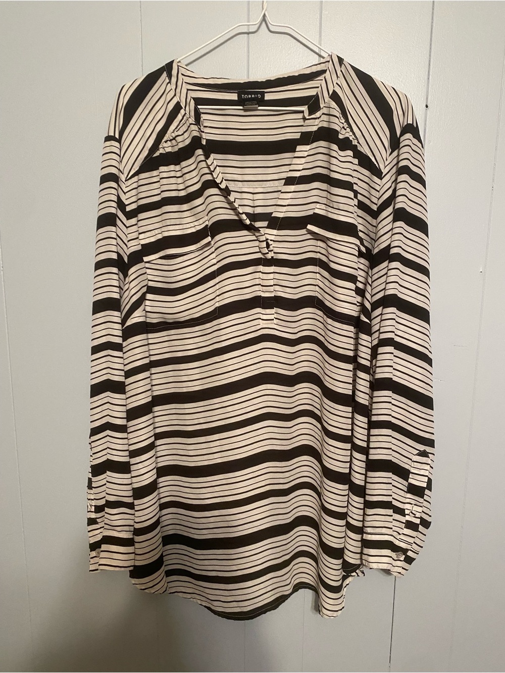 Torrid Black and white Striped blouse.